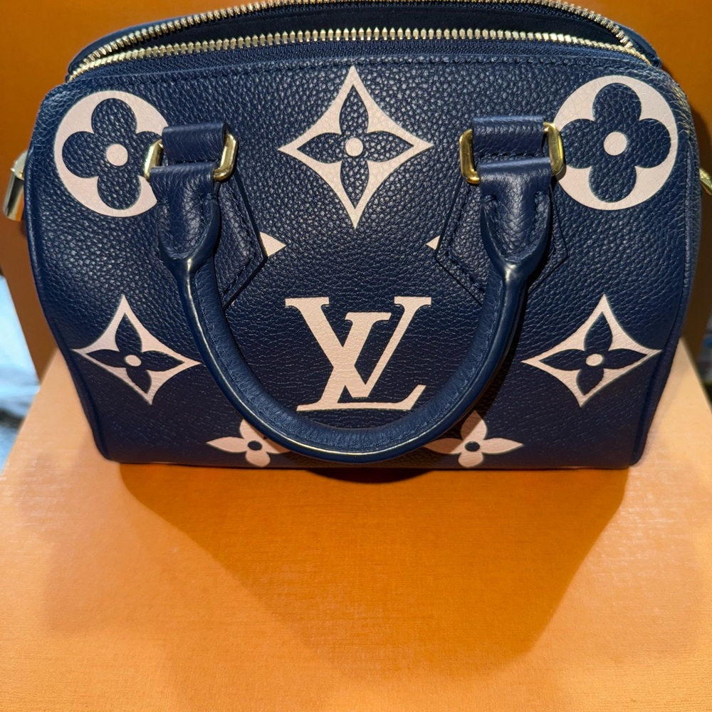 Louis Vuitton Blue and White Satchel with Iconic Monogram - Picture 2 of 10